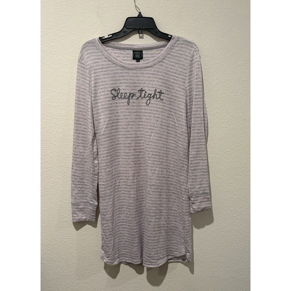 EUC Laura Ashley Sleep Tight" Long Sleeve Night Gown Shirt PJ Pajamas Women LG